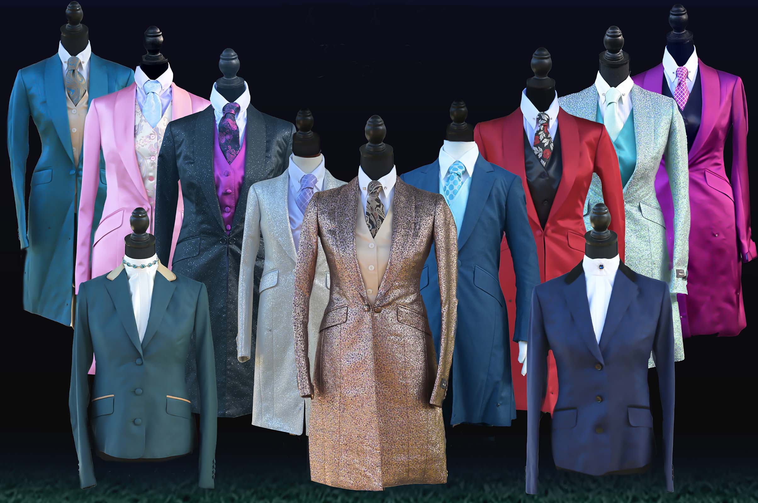 custom suits on stands